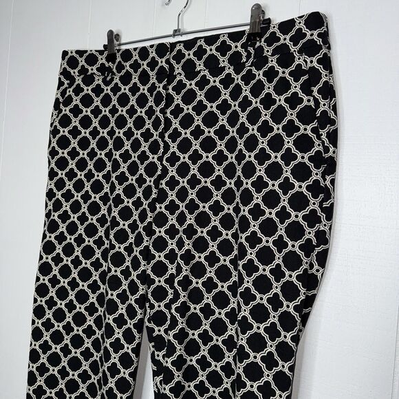 Talbots Women’s Hampshire Ankle Pants Lattice Jacquard Print Black Size 16 - Picture 3 of 5